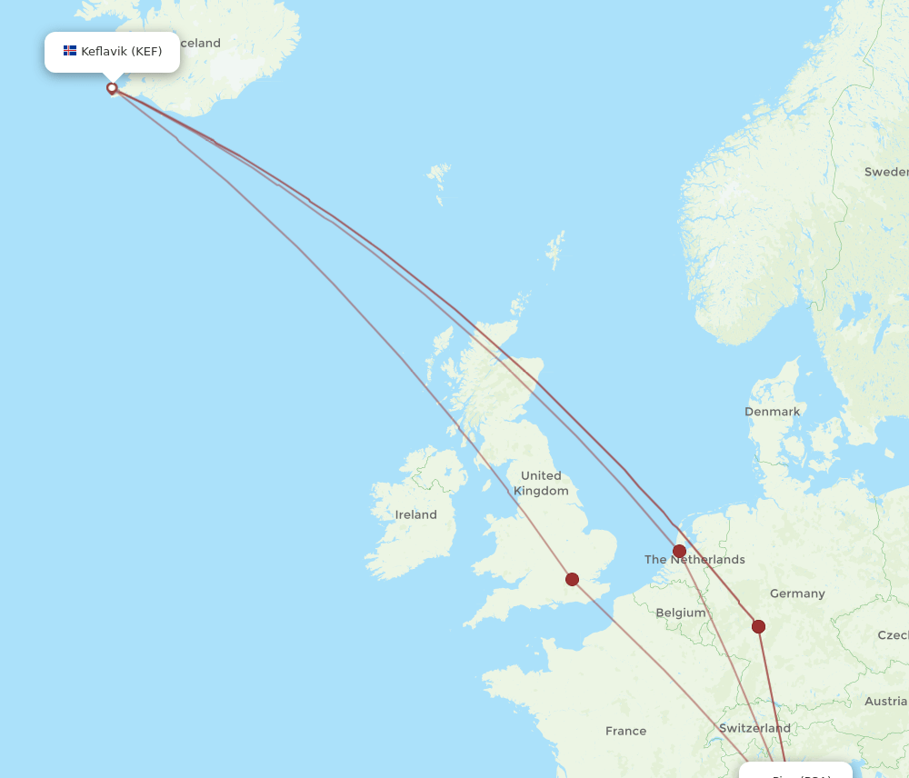 PSA-KEF flight routes