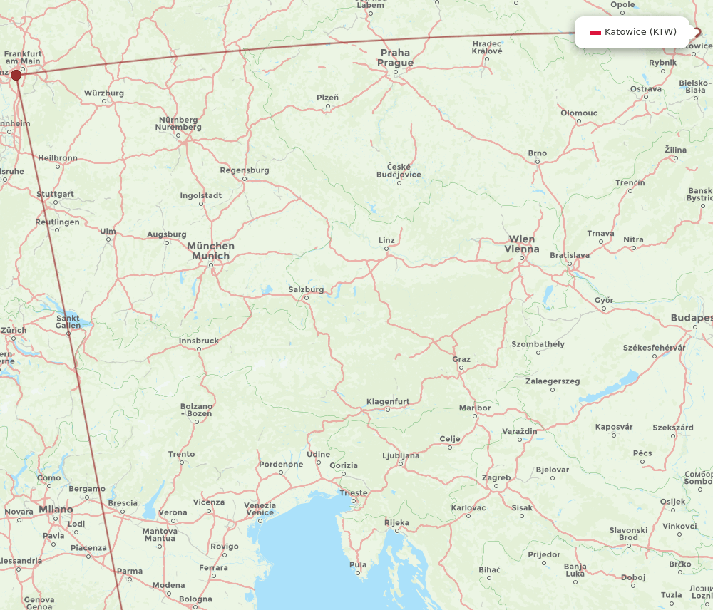 KTW to PSA flights and routes map