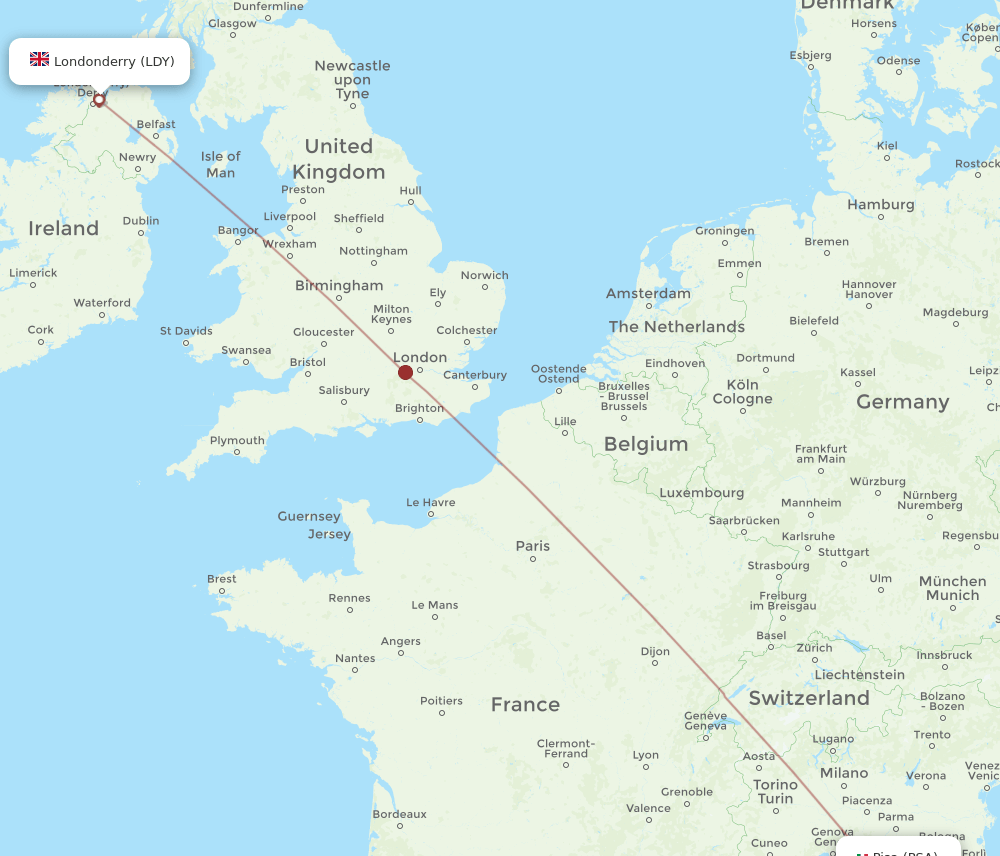 PSA-LDY flight routes