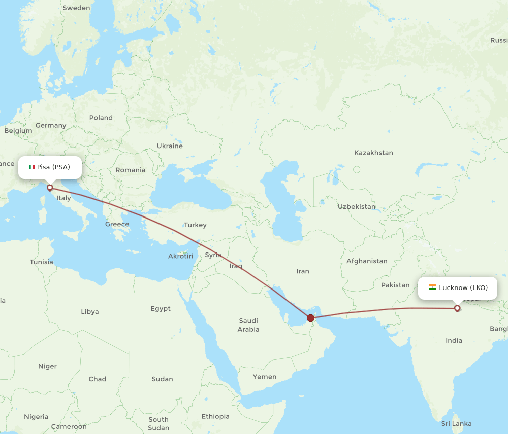 PSA to LKO flights and routes map