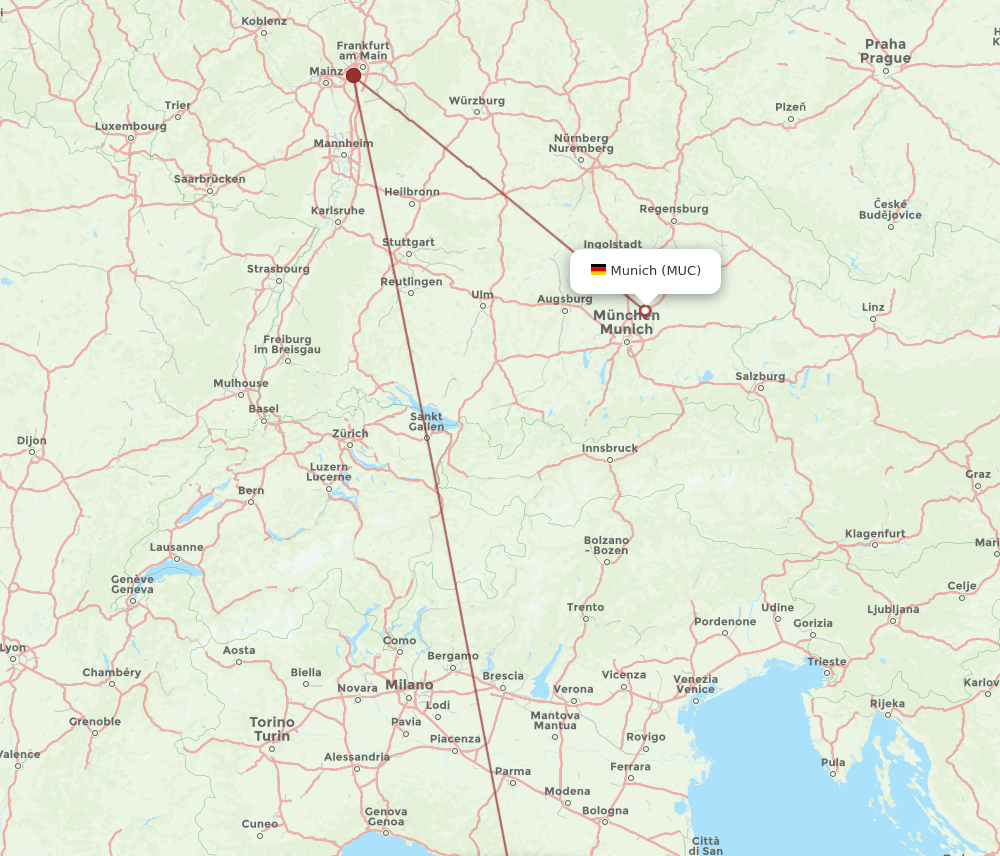 PSA to MUC flights and routes map