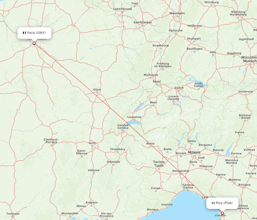 PSA to ORY flights and routes map
