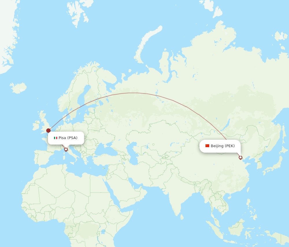 PSA-PEK flight routes
