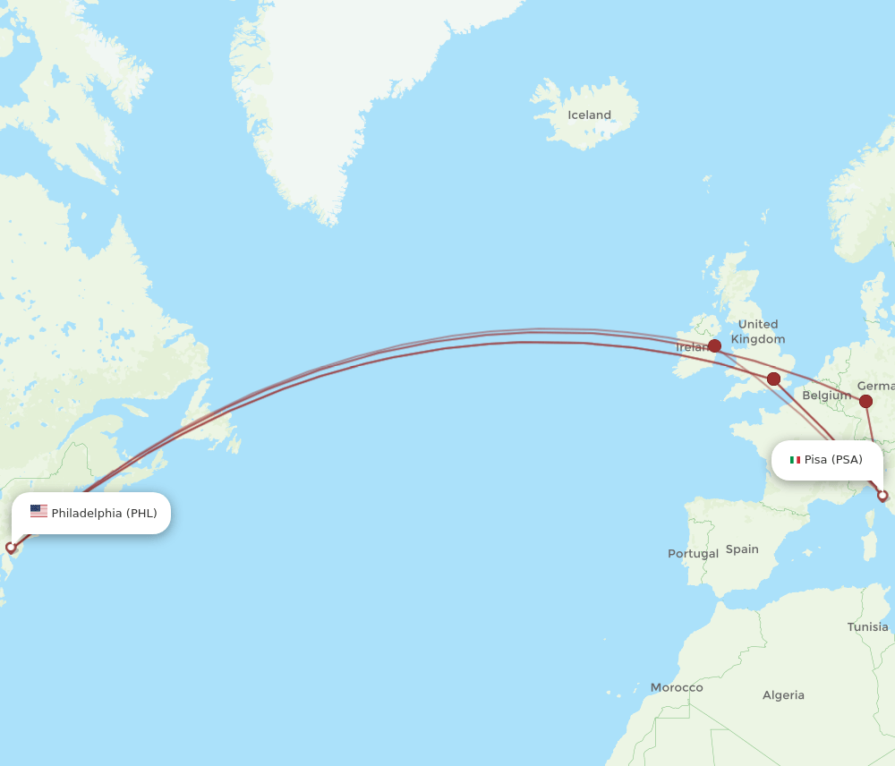 PSA-PHL flight routes