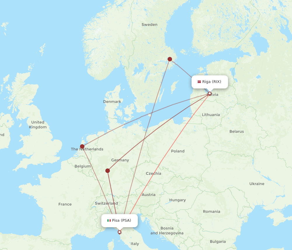 PSA-RIX flight routes