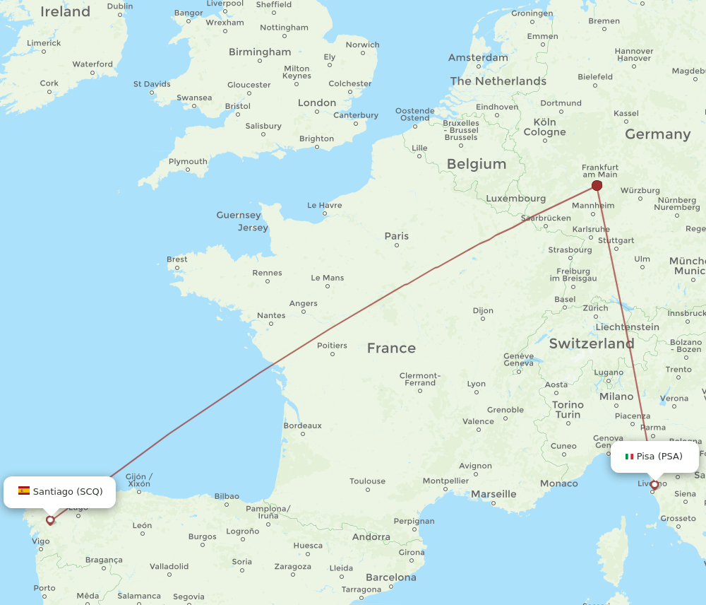 PSA-SCQ flight routes