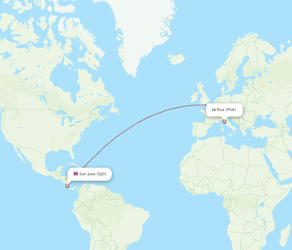 PSA-SJO flight routes