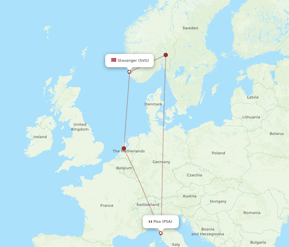 PSA-SVG flight routes