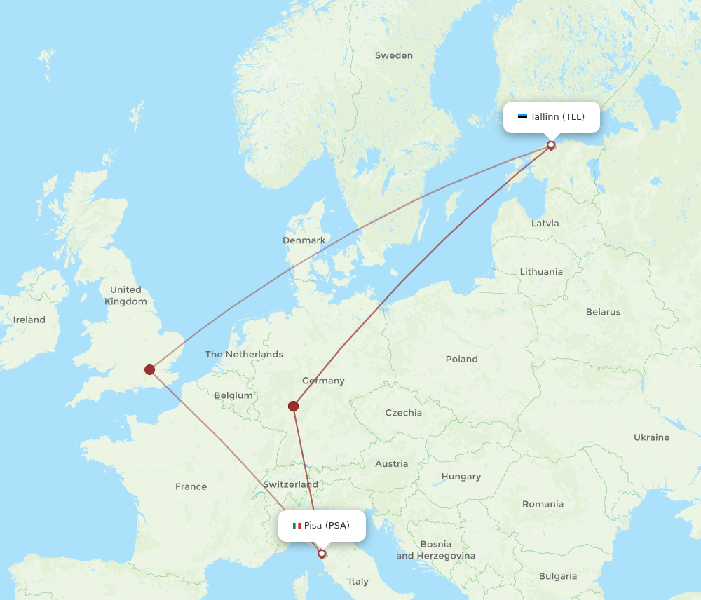 PSA-TLL flight routes