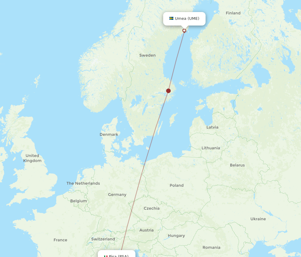 PSA to UME flights and routes map