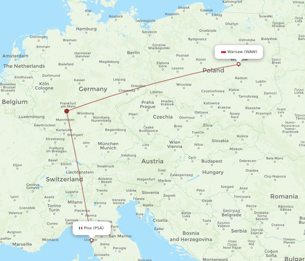 PSA-WAW flight routes