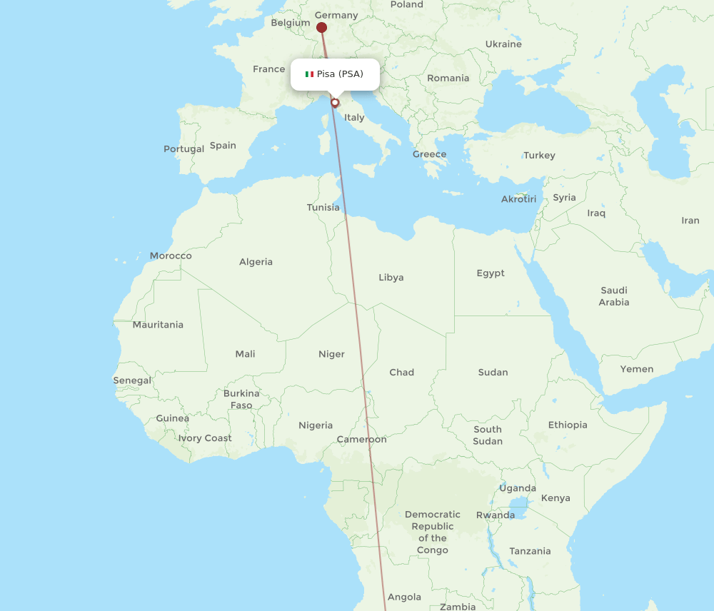PSA to WDH flights and routes map
