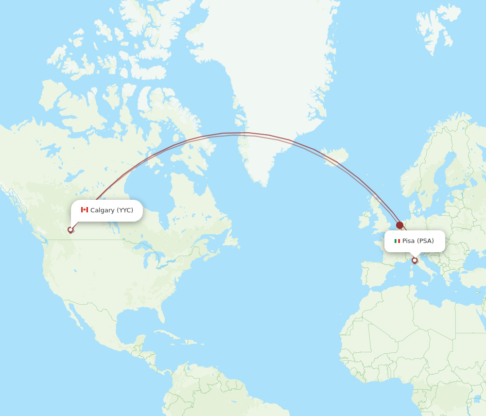 YYC to PSA flights and routes map