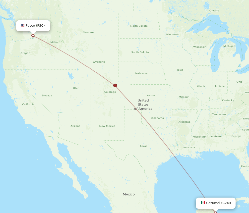 PSC to CZM flights and routes map