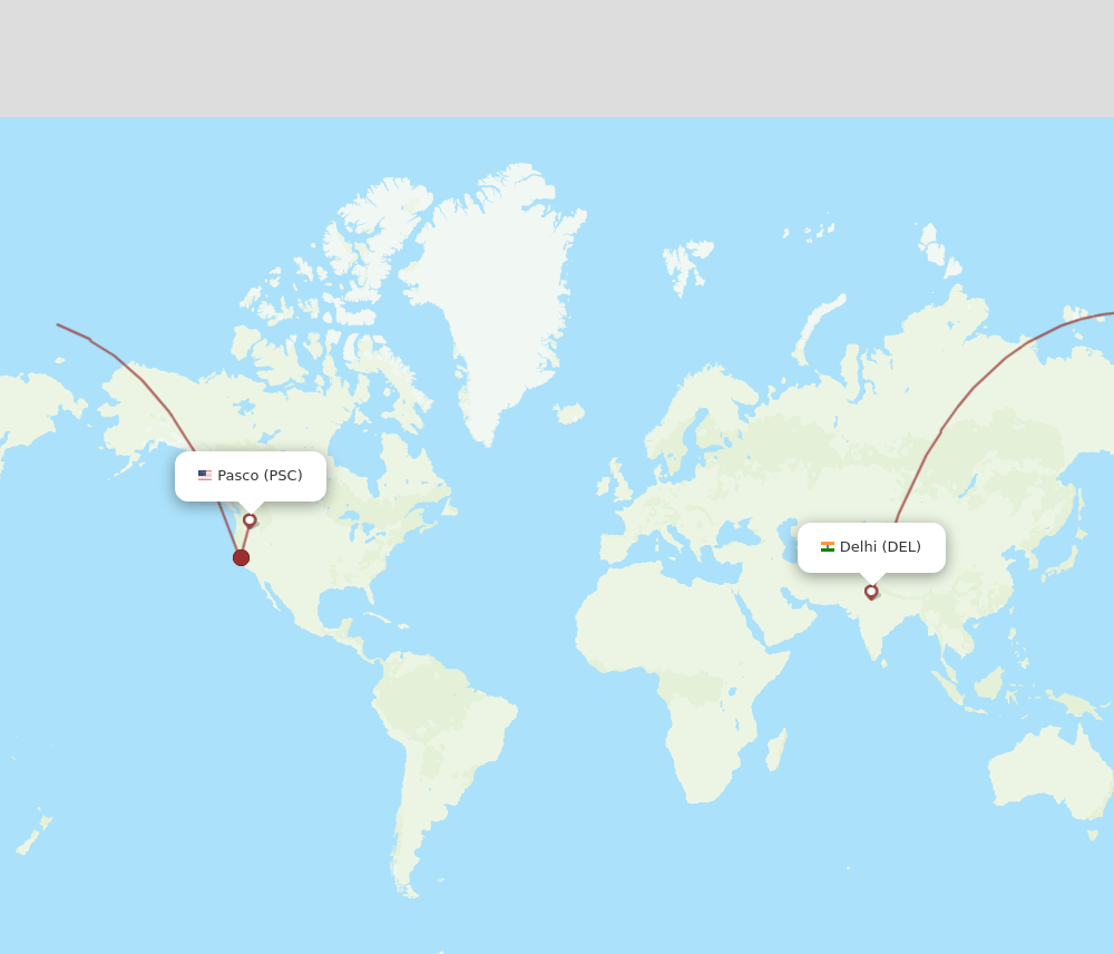 PSC-DEL flight routes