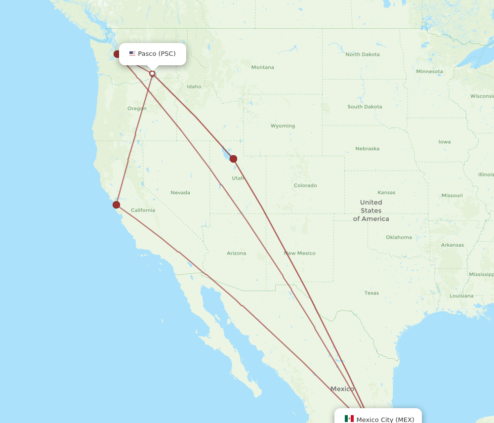PSC-MEX flight routes