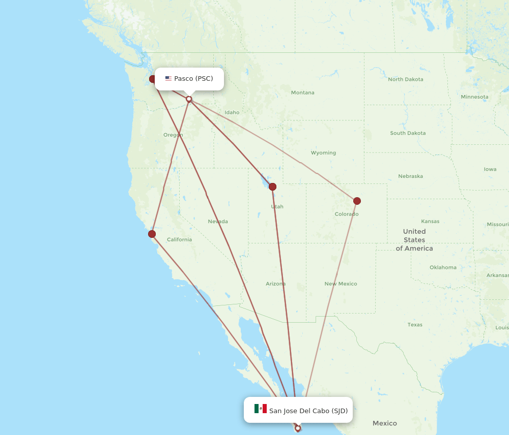 PSC-SJD flight routes