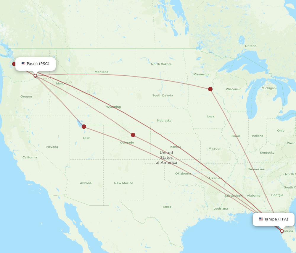 PSC-TPA flight routes