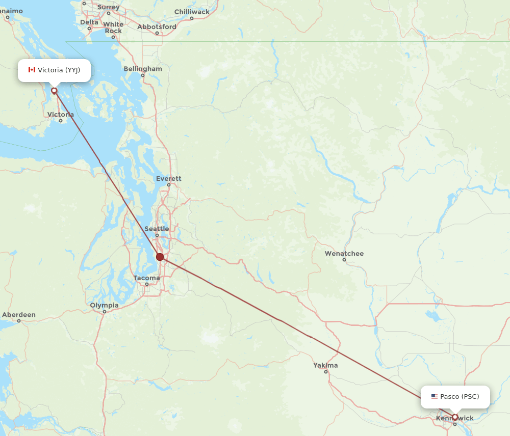 PSC-YYJ flight routes