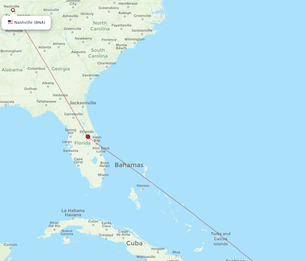 PSE to BNA flights and routes map