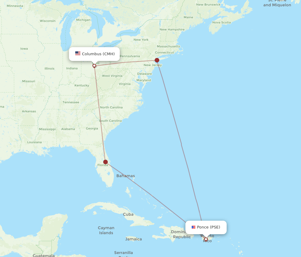 PSE-CMH flight routes