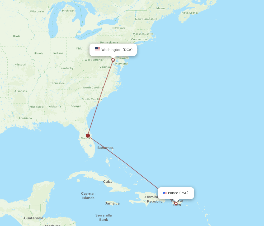 PSE-DCA flight routes