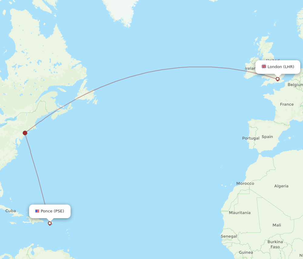 PSE-LHR flight routes