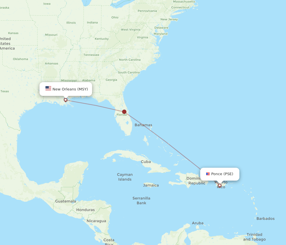 PSE-MSY flight routes
