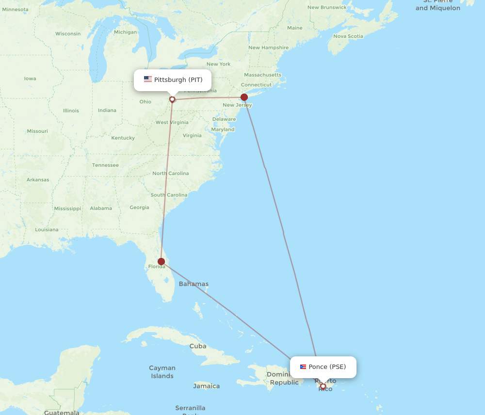 PSE-PIT flight routes