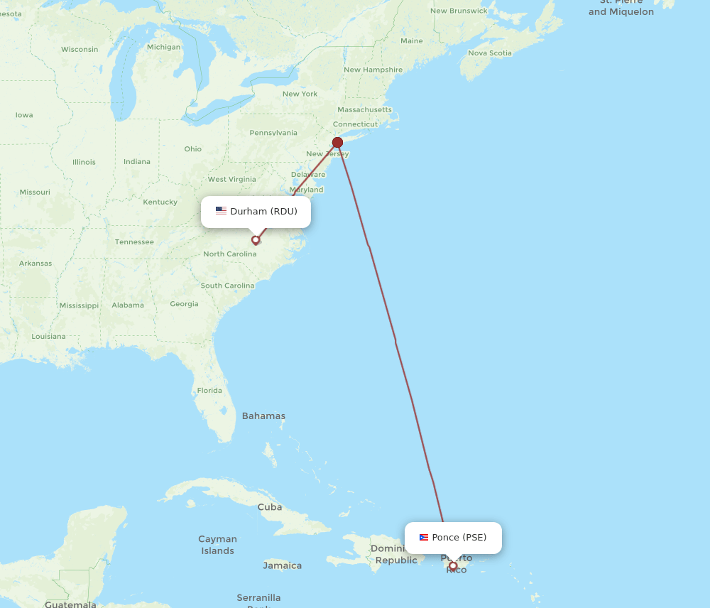 PSE-RDU flight routes