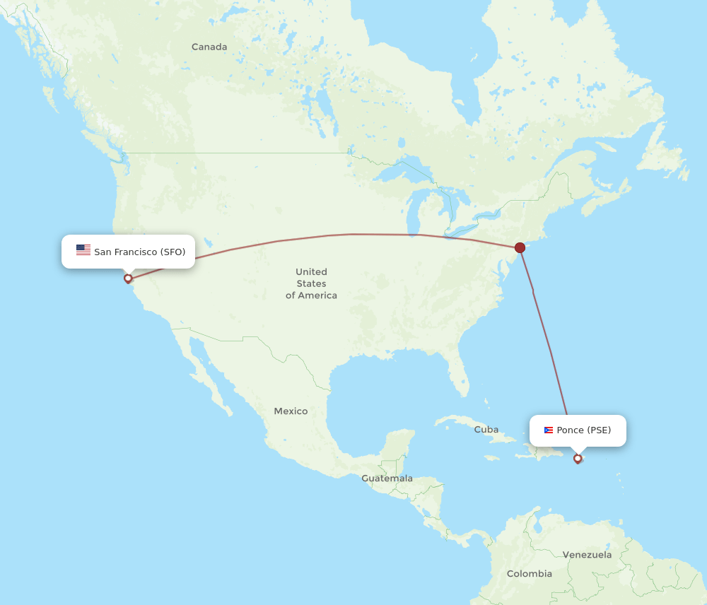 PSE-SFO flight routes