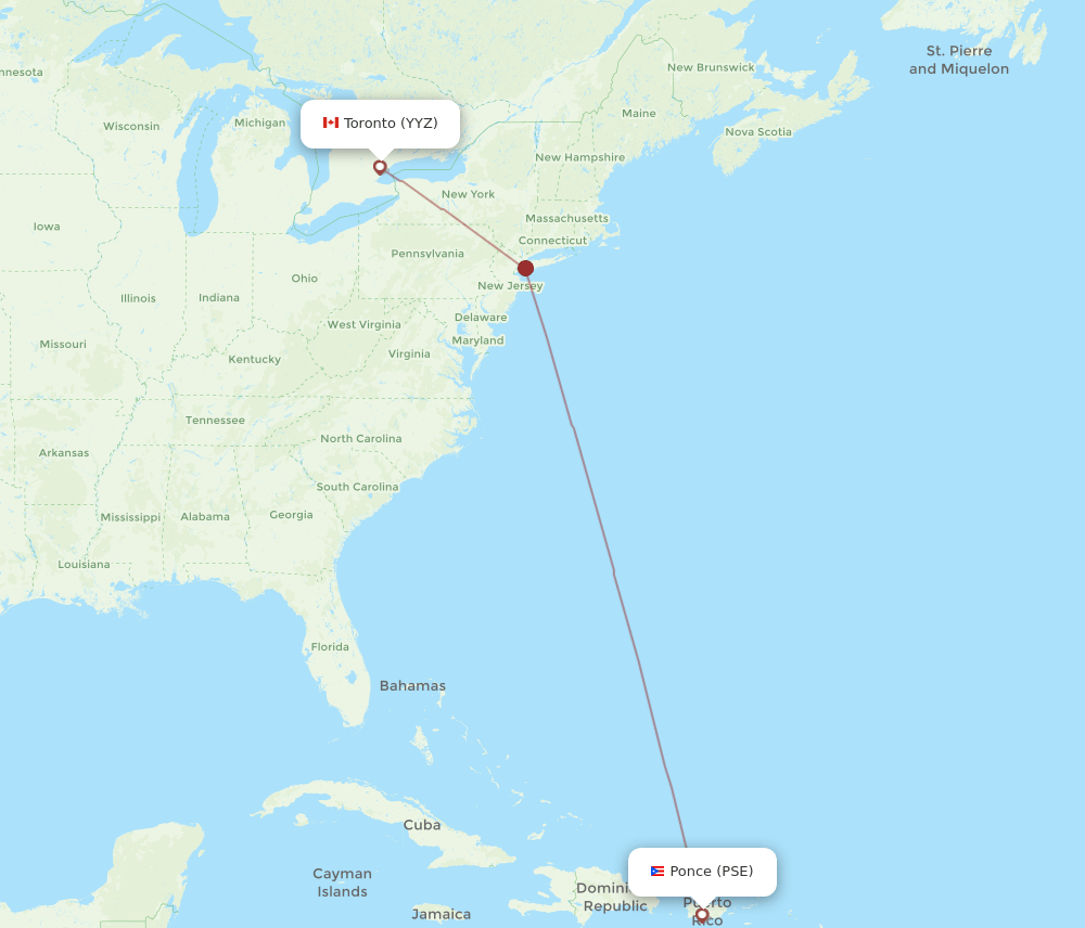 PSE-YYZ flight routes