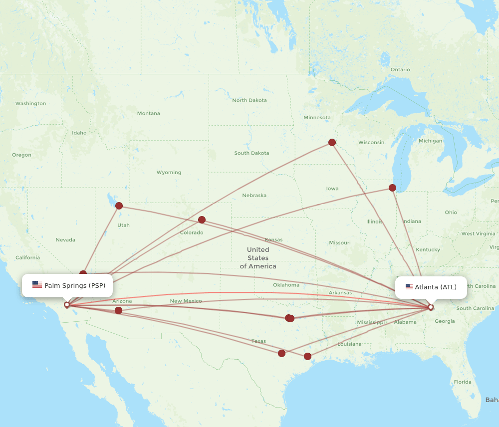 PSP-ATL flight routes