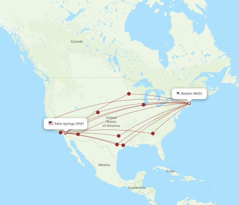 PSP-BOS flight routes