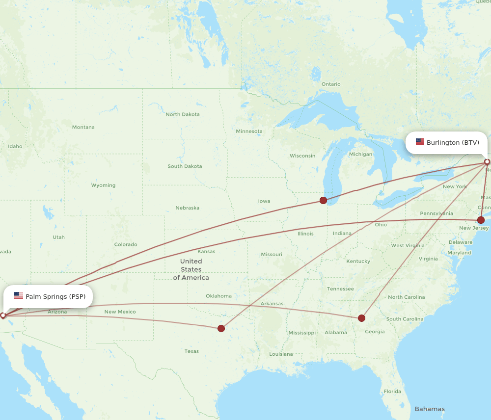 PSP-BTV flight routes