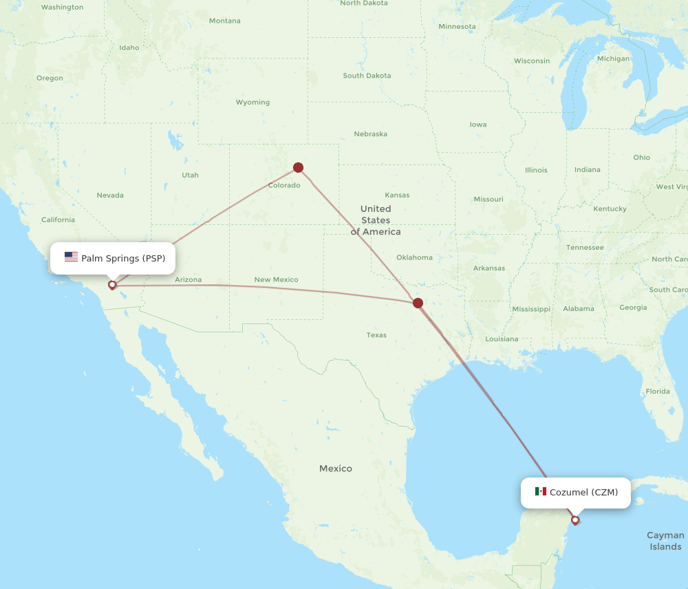 PSP to CZM flights and routes map
