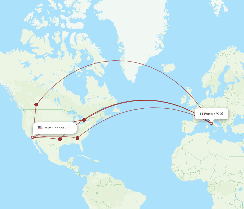 PSP-FCO flight routes