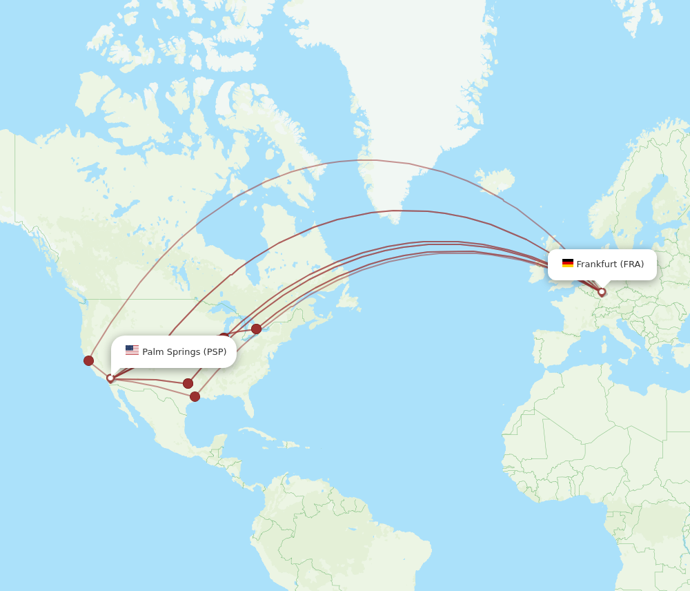 PSP to FRA flights and routes map
