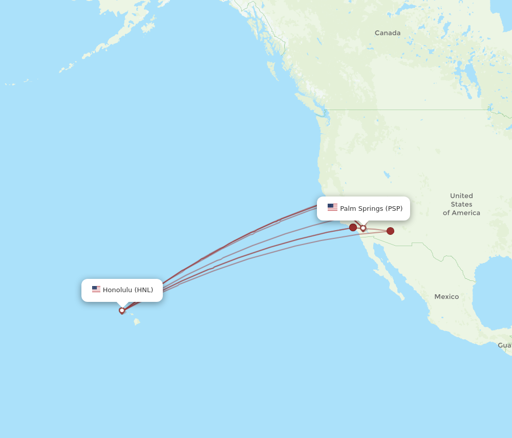 PSP to HNL flights and routes map
