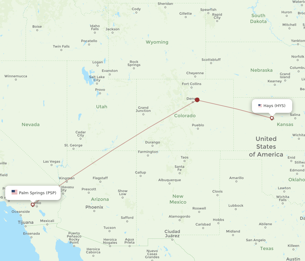 PSP-HYS flight routes