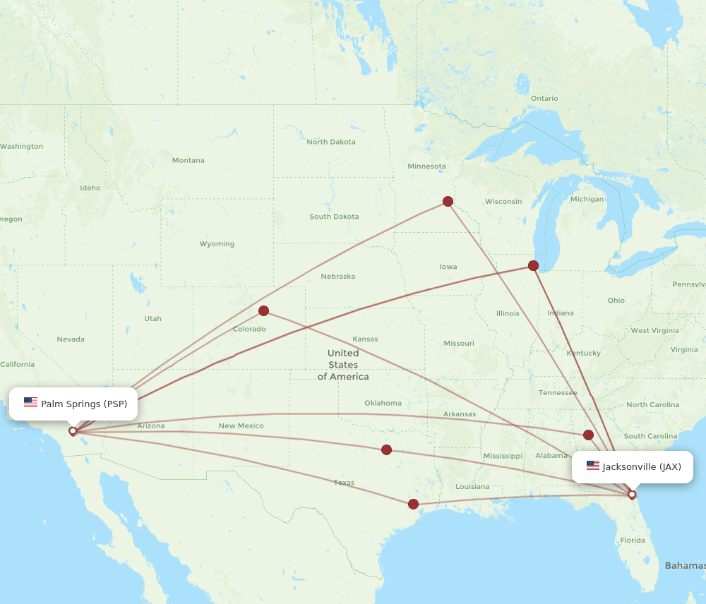 PSP-JAX flight routes