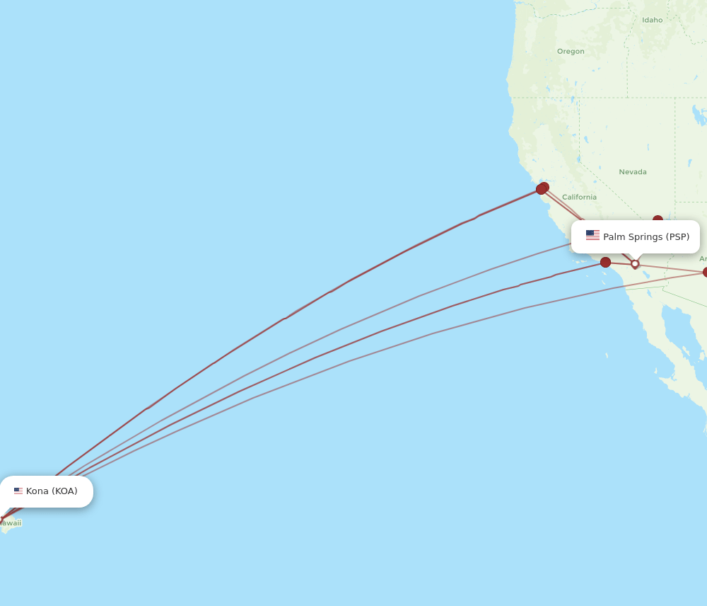 PSP-KOA flight routes