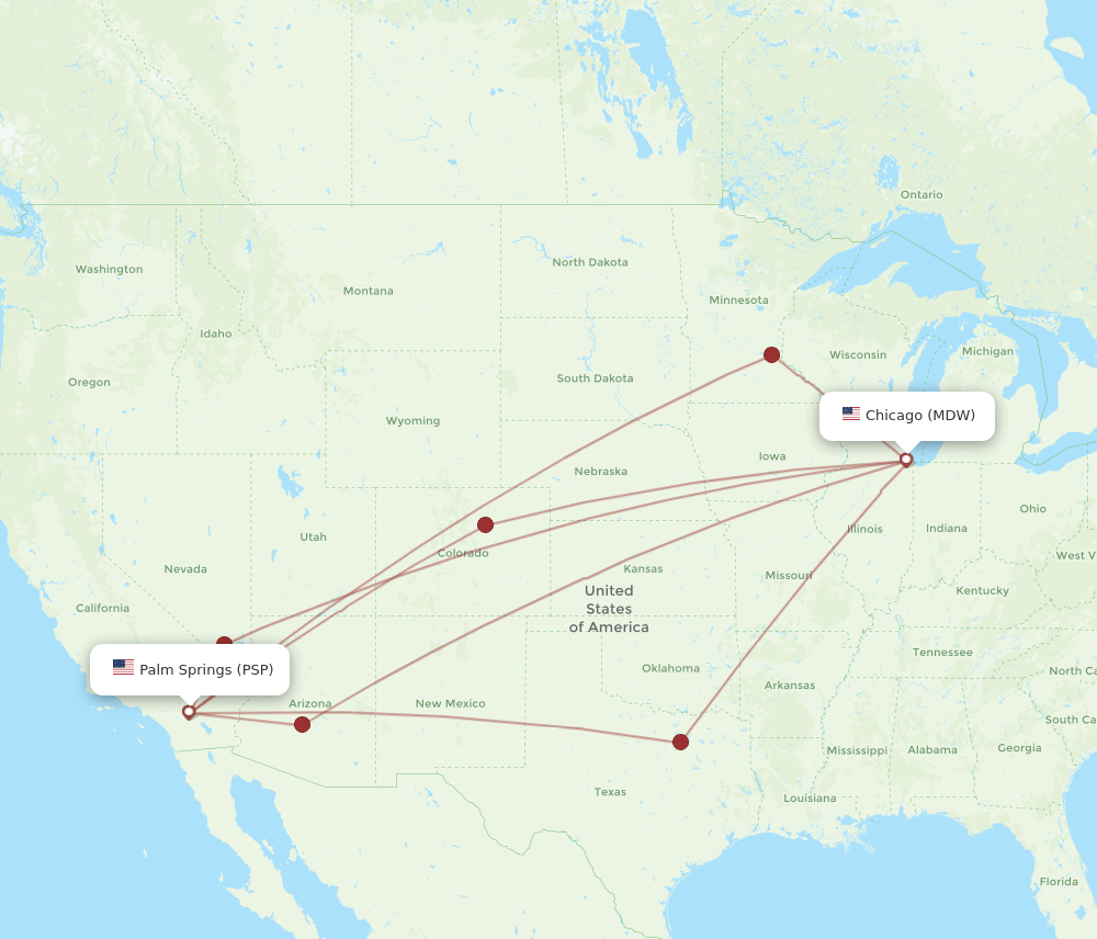 PSP-MDW flight routes