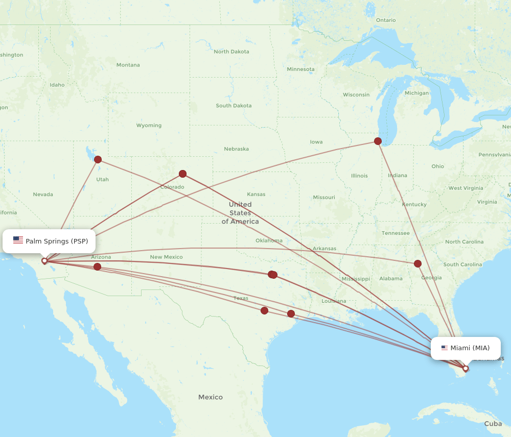 PSP-MIA flight routes