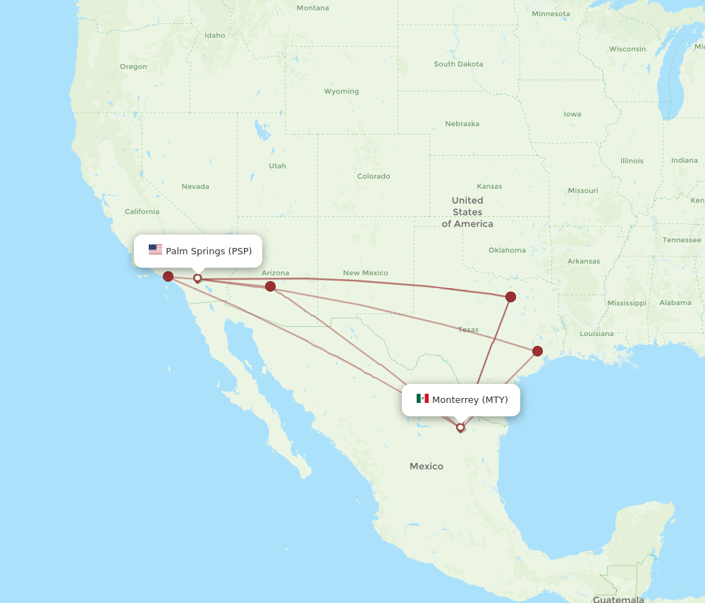 PSP-MTY flight routes