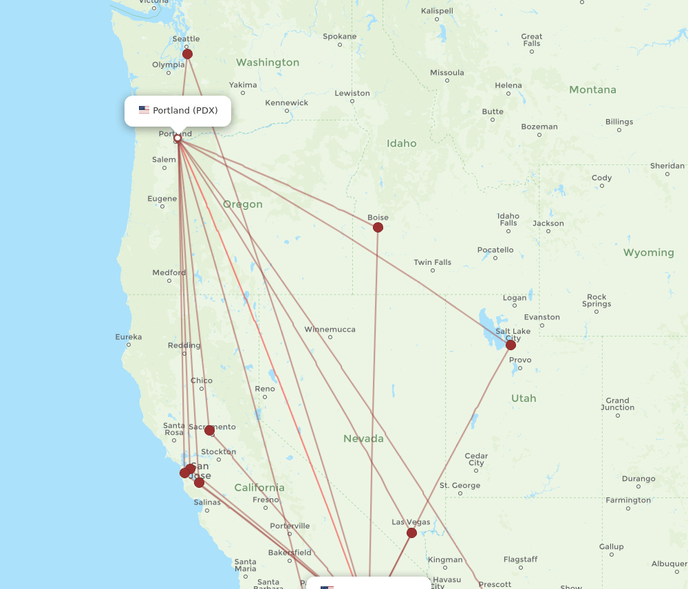 PSP-PDX flight routes