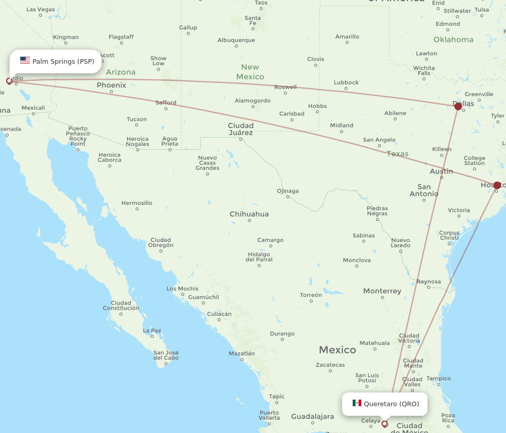 PSP-QRO flight routes