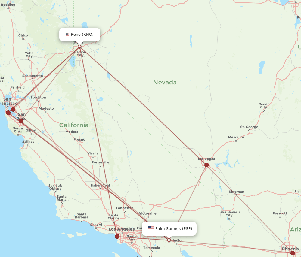 PSP-RNO flight routes