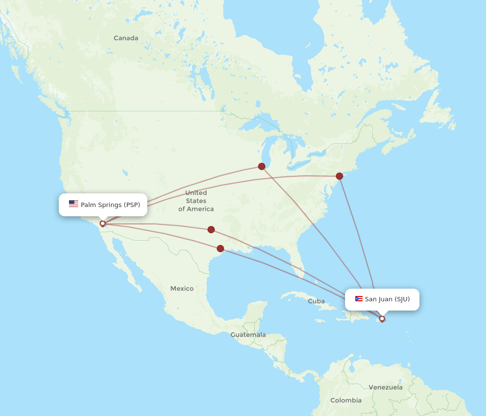 PSP-SJU flight routes