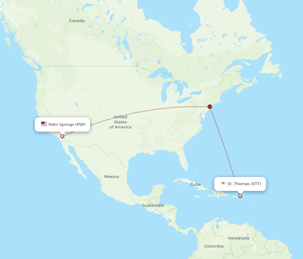 PSP to STT flights and routes map